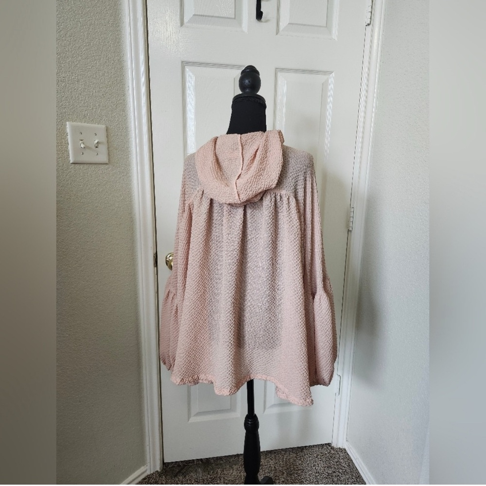 Silence + Noise Pastel Orange Oversized Hooded Long Sleeve Top Blouse Ruffle L - Picture 8 of 8